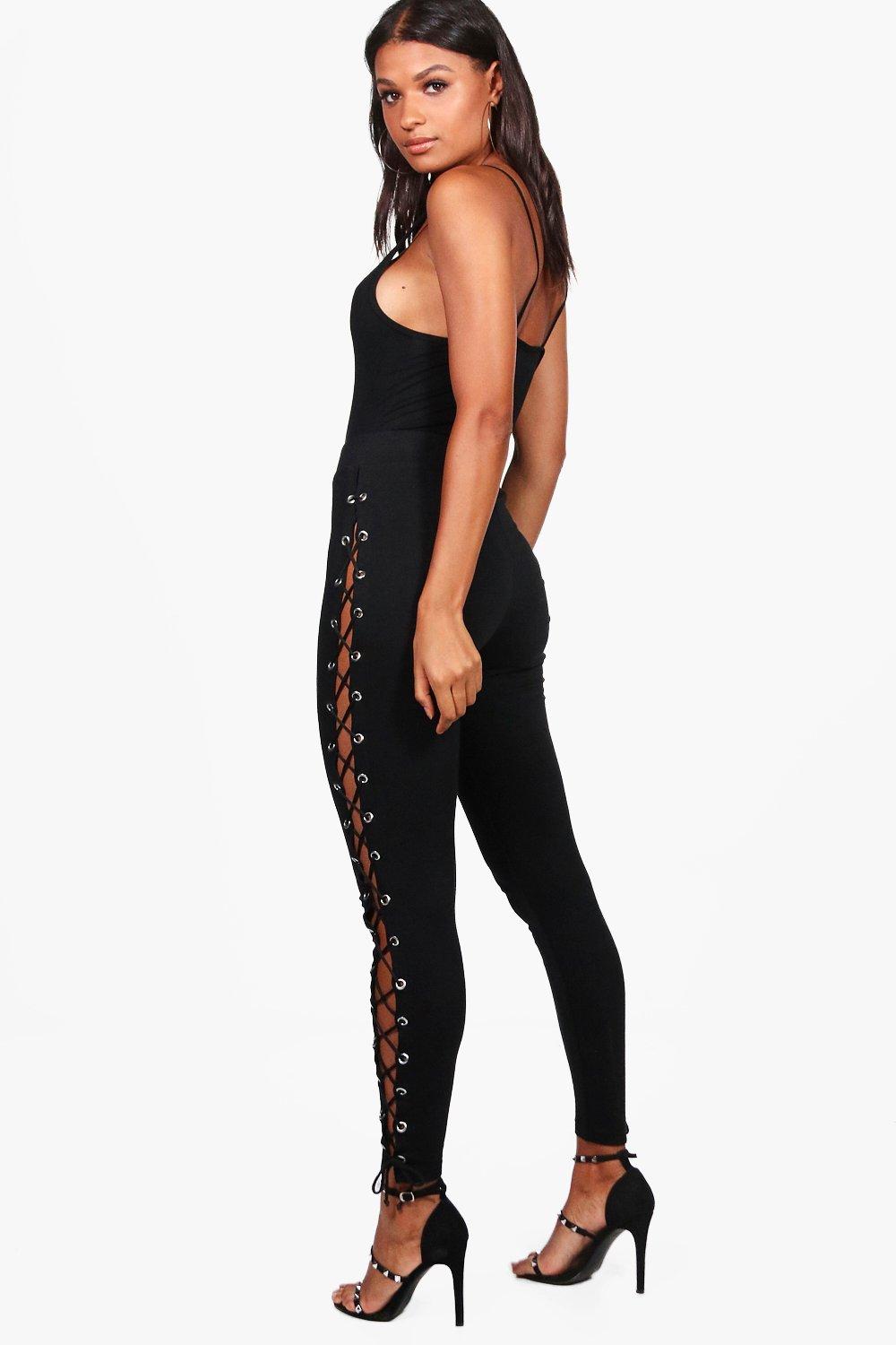 Legging haut de gamme lacets sur c t