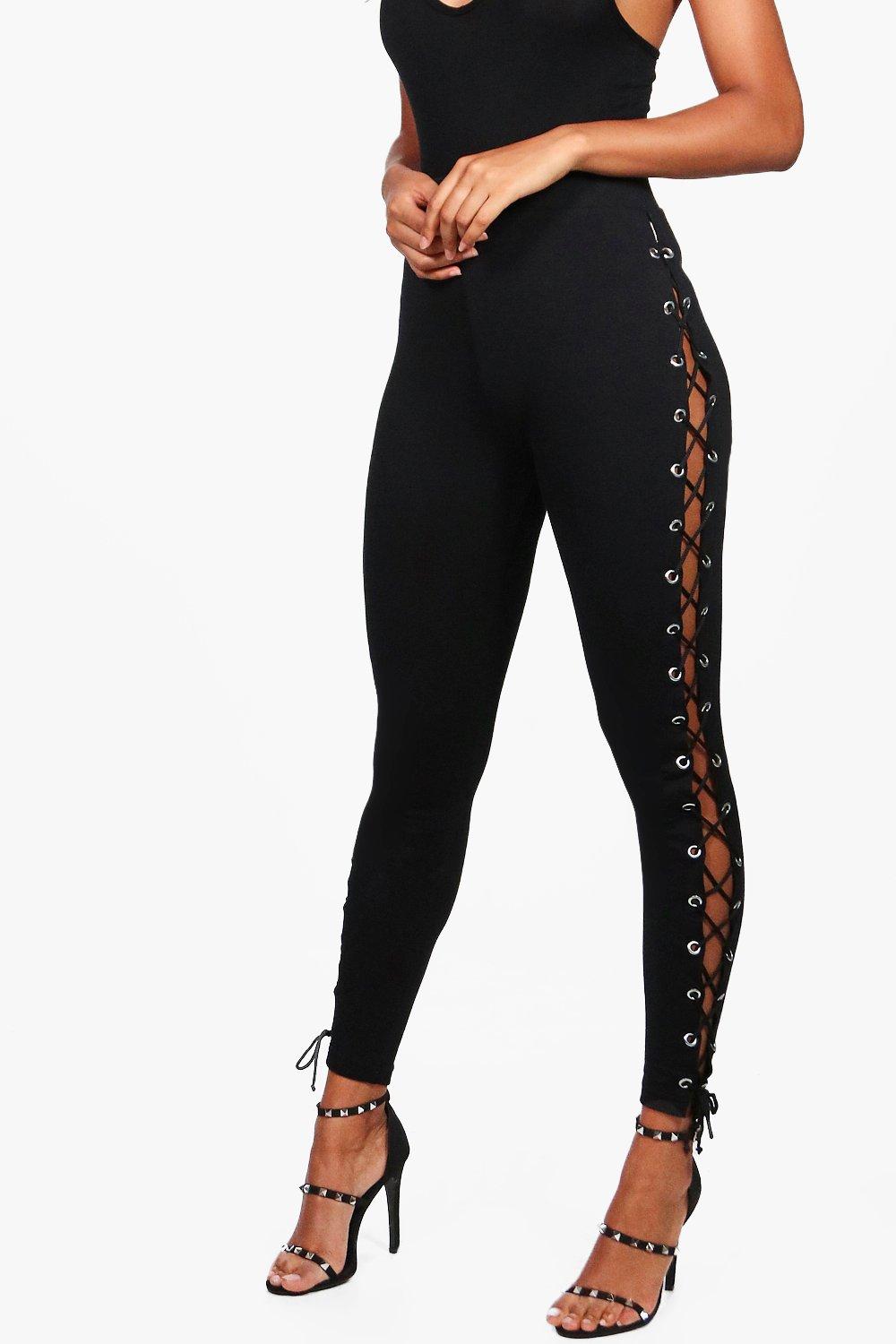 Legging haut de gamme lacets sur c t