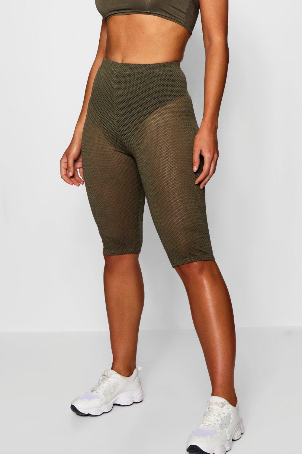 Cleo Sheer Mesh Knee Length Leggings boohoo