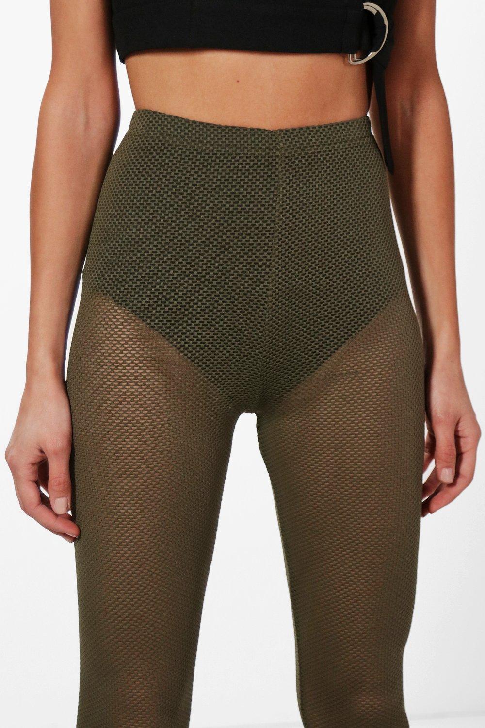 Kora Sheer Mesh Ankle Grazer Leggings boohoo IE