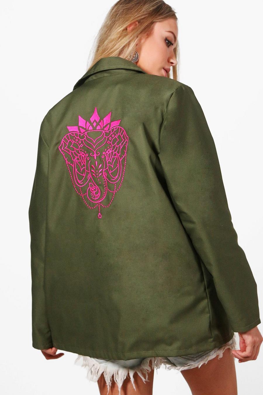 Katie Elephant Embroidered Back Festival Jacket image number 1