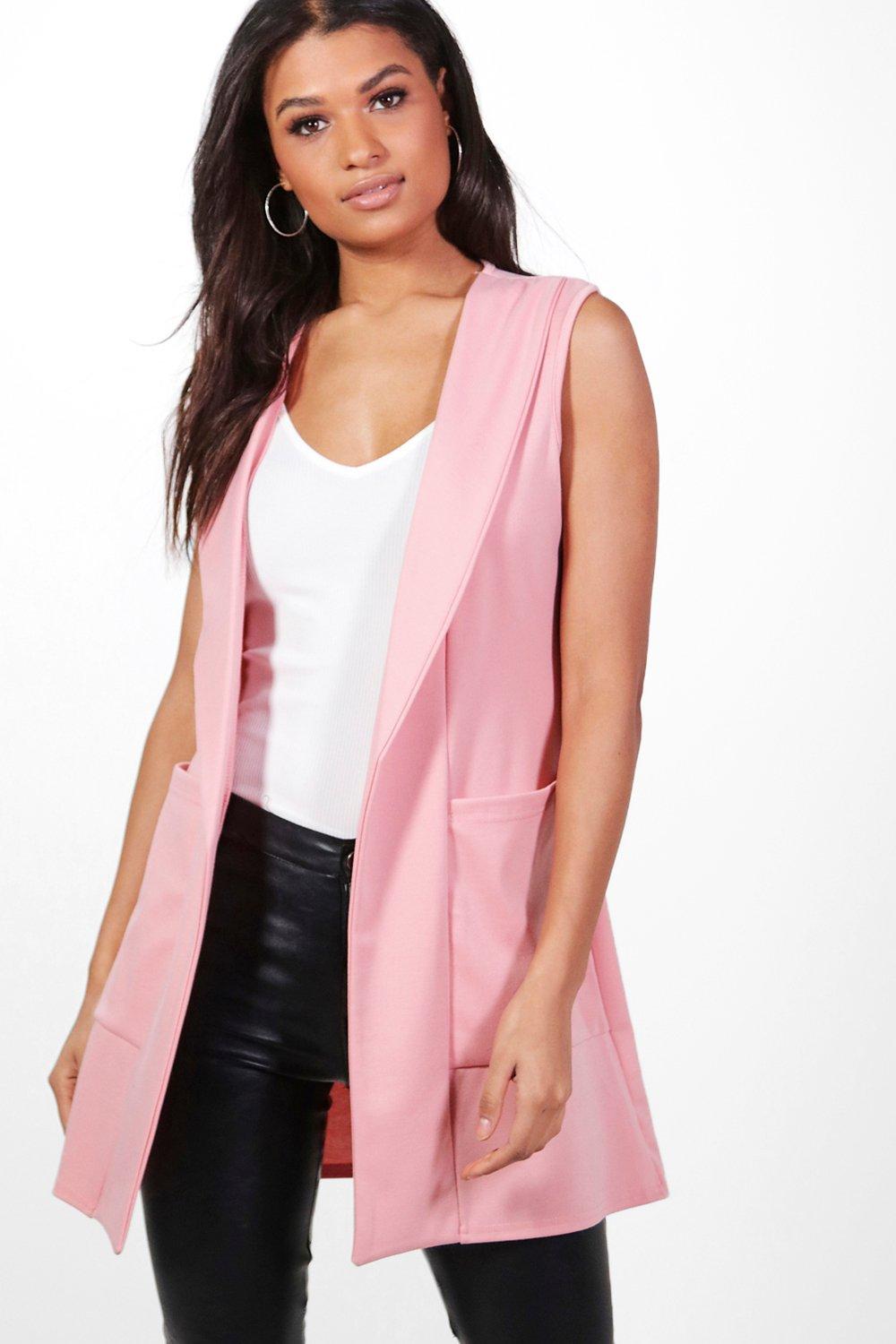 pink sleeveless coat