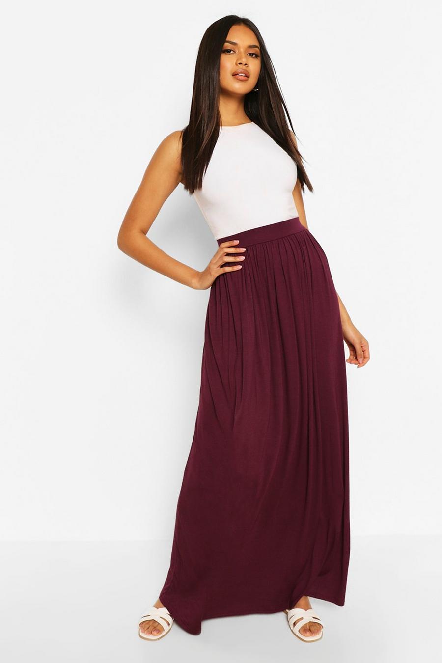 Berry Basics High Waisted Jersey Knit Maxi Skirt image number 1