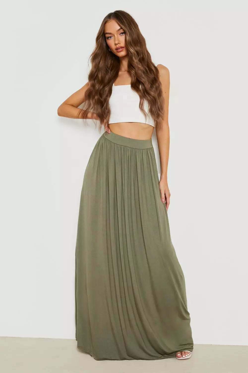 Olive Basics High Waisted Jersey Maxi Skirt alternative image