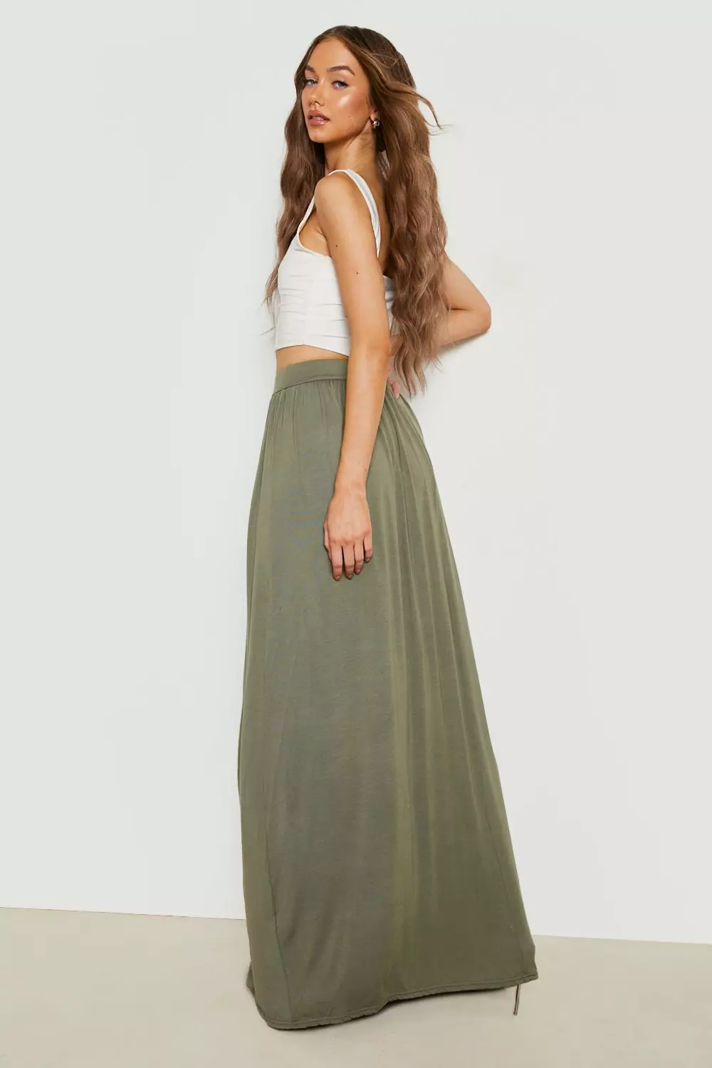 Olive Basics High Waisted Jersey Maxi Skirt alternative image
