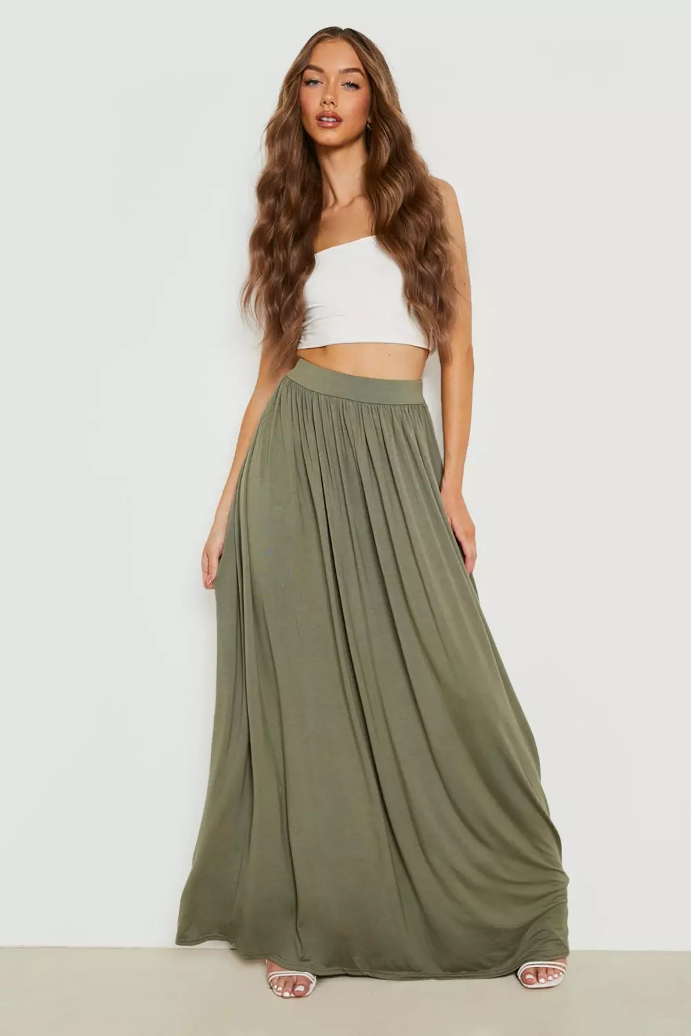 Olive Basics High Waisted Jersey Maxi Skirt alternative image
