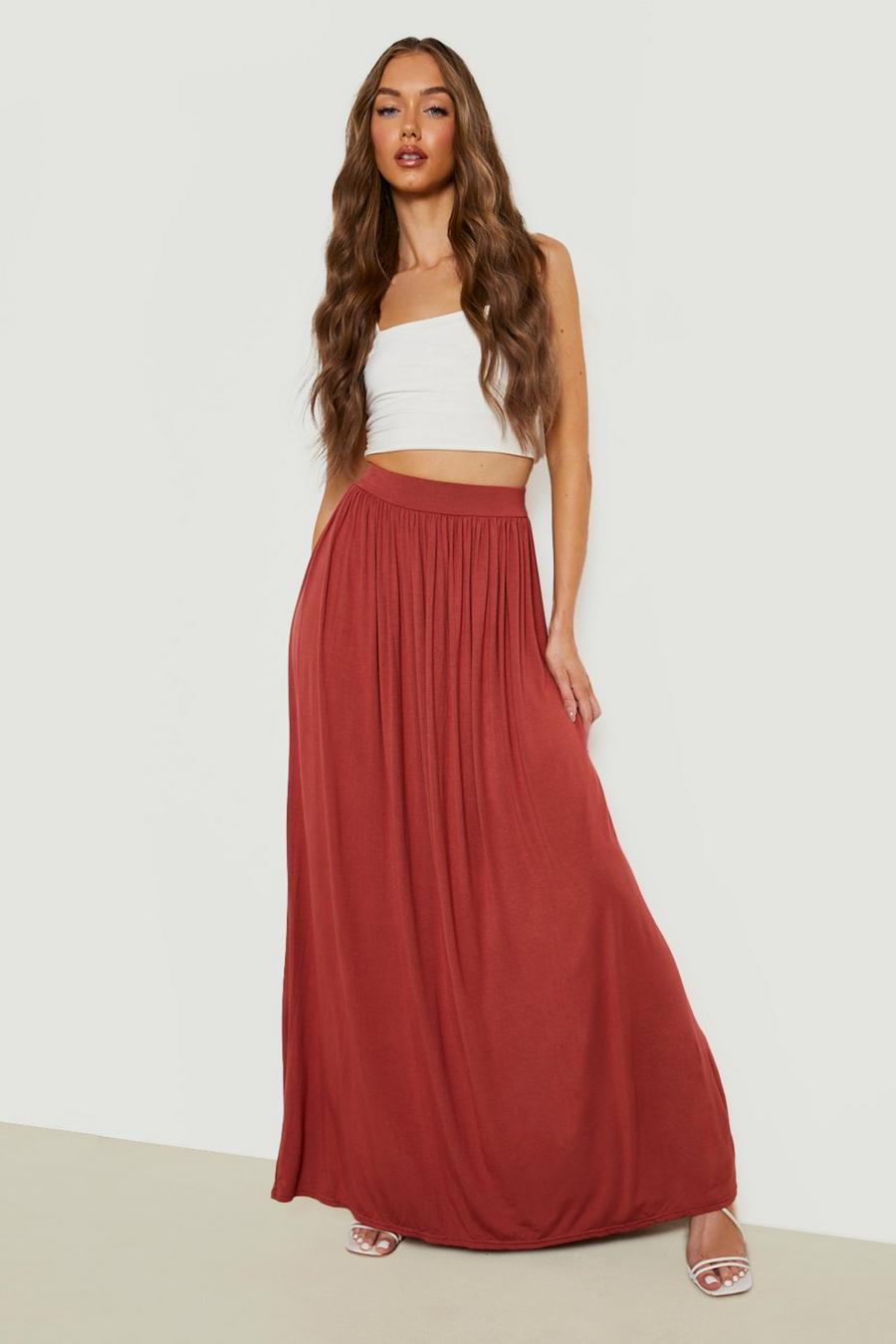 Spice Basics High Waisted Jersey Knit Maxi Skirt image number 1