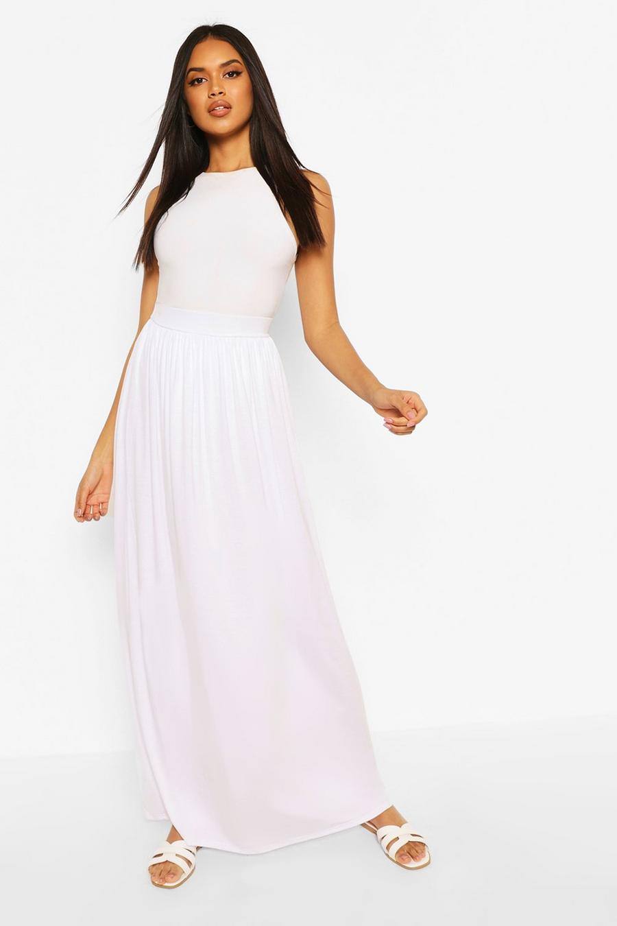 White Basics High Waisted Jersey Maxi Skirt image number 1