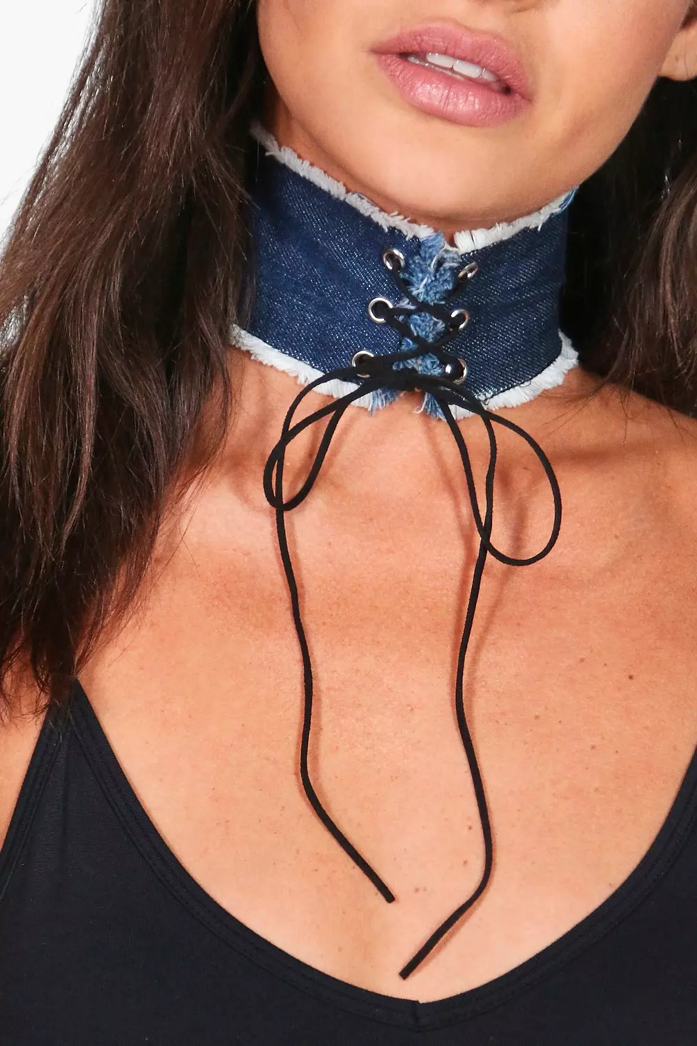 Lace up on sale denim choker