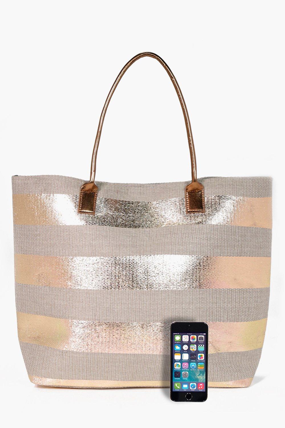 rose gold beach bag