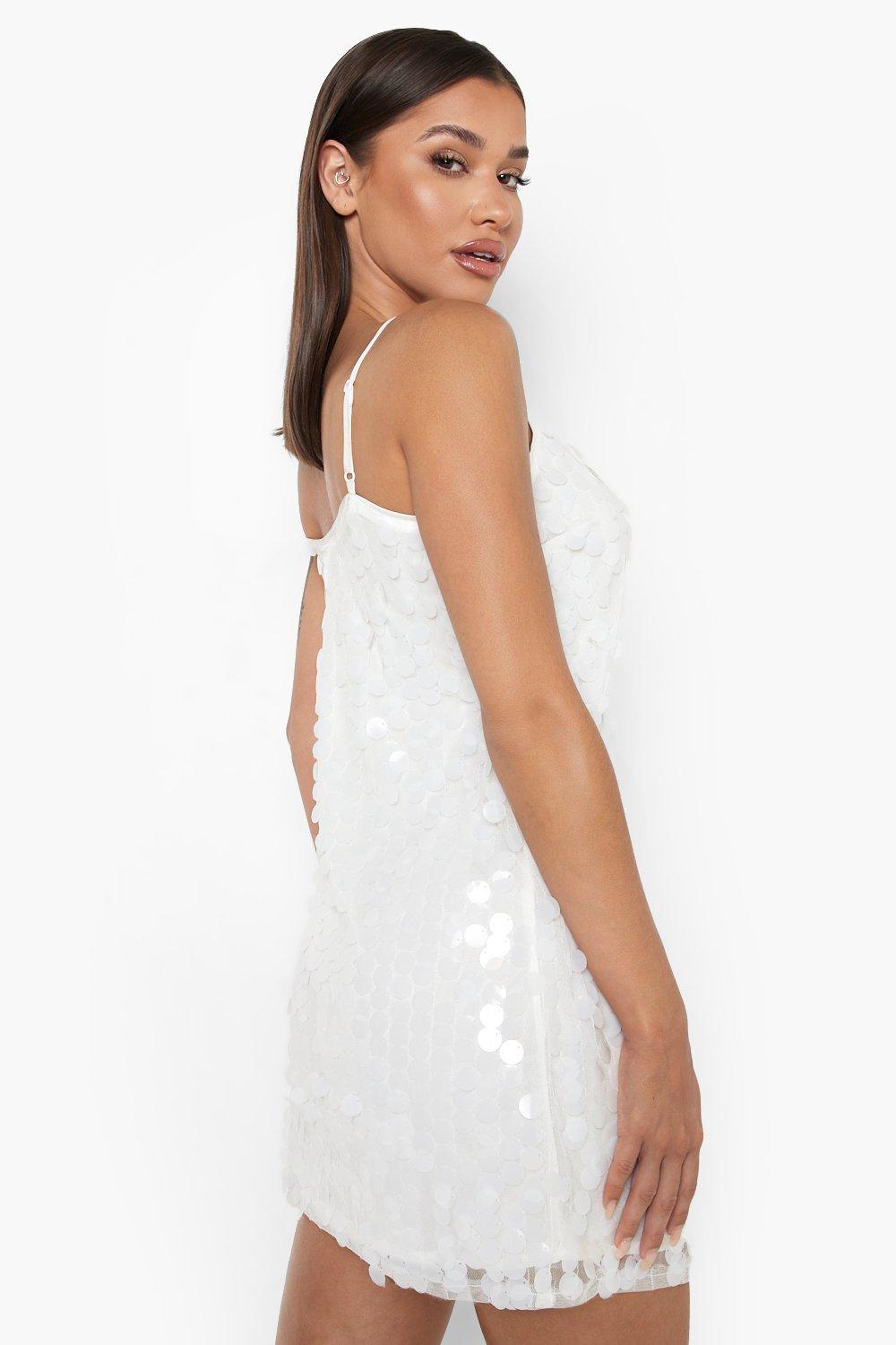 Boohoo white sequin clearance dress