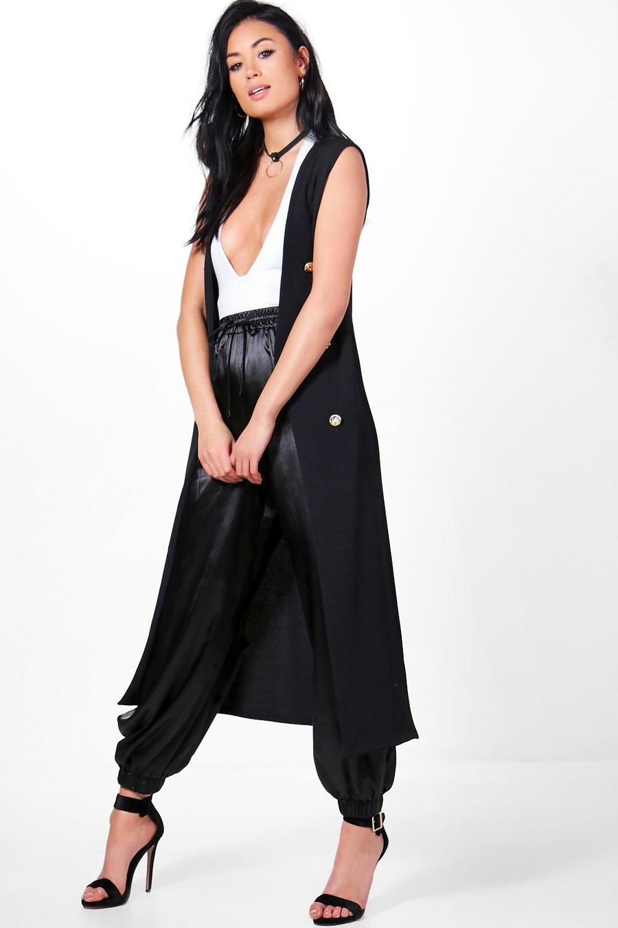 Georgia Sleeveless Button Front Longline Duster image number 1