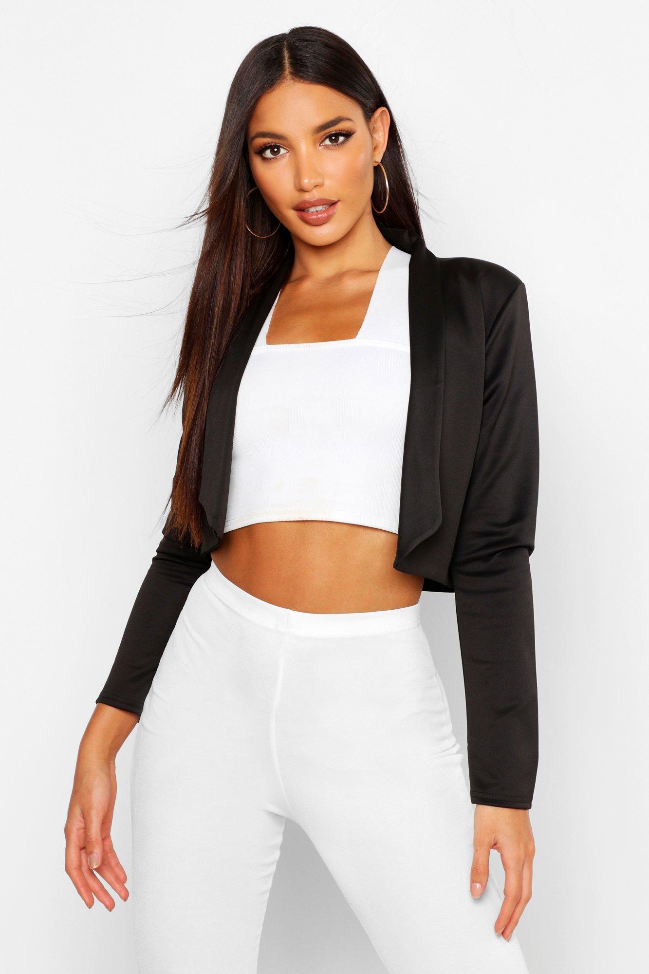 Boohoo cropped blazer hotsell