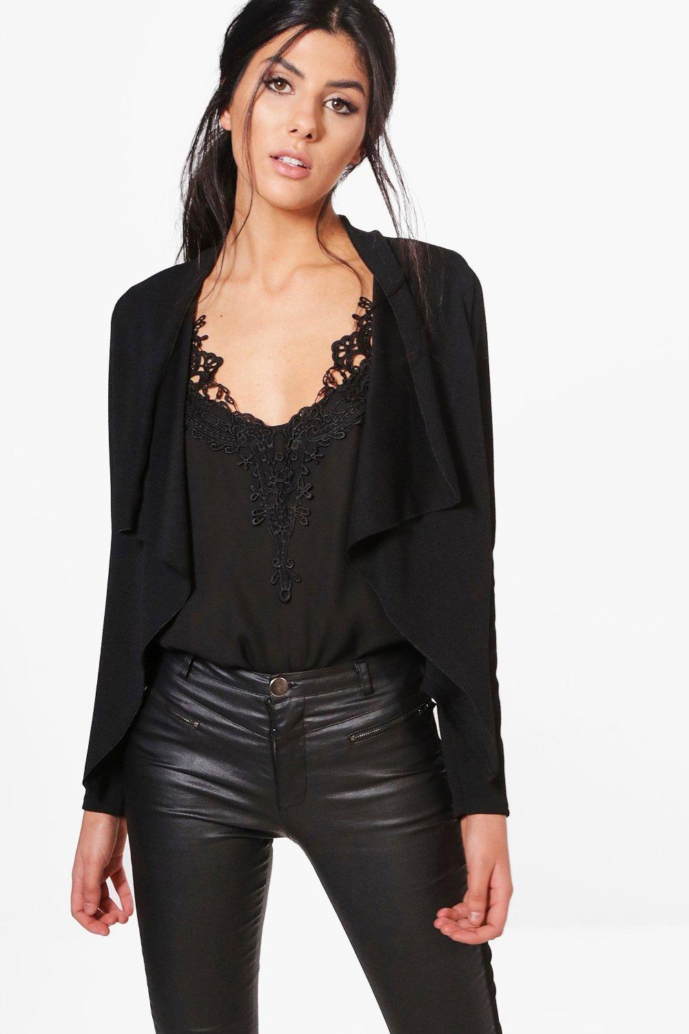 Black waterfall outlet blazer