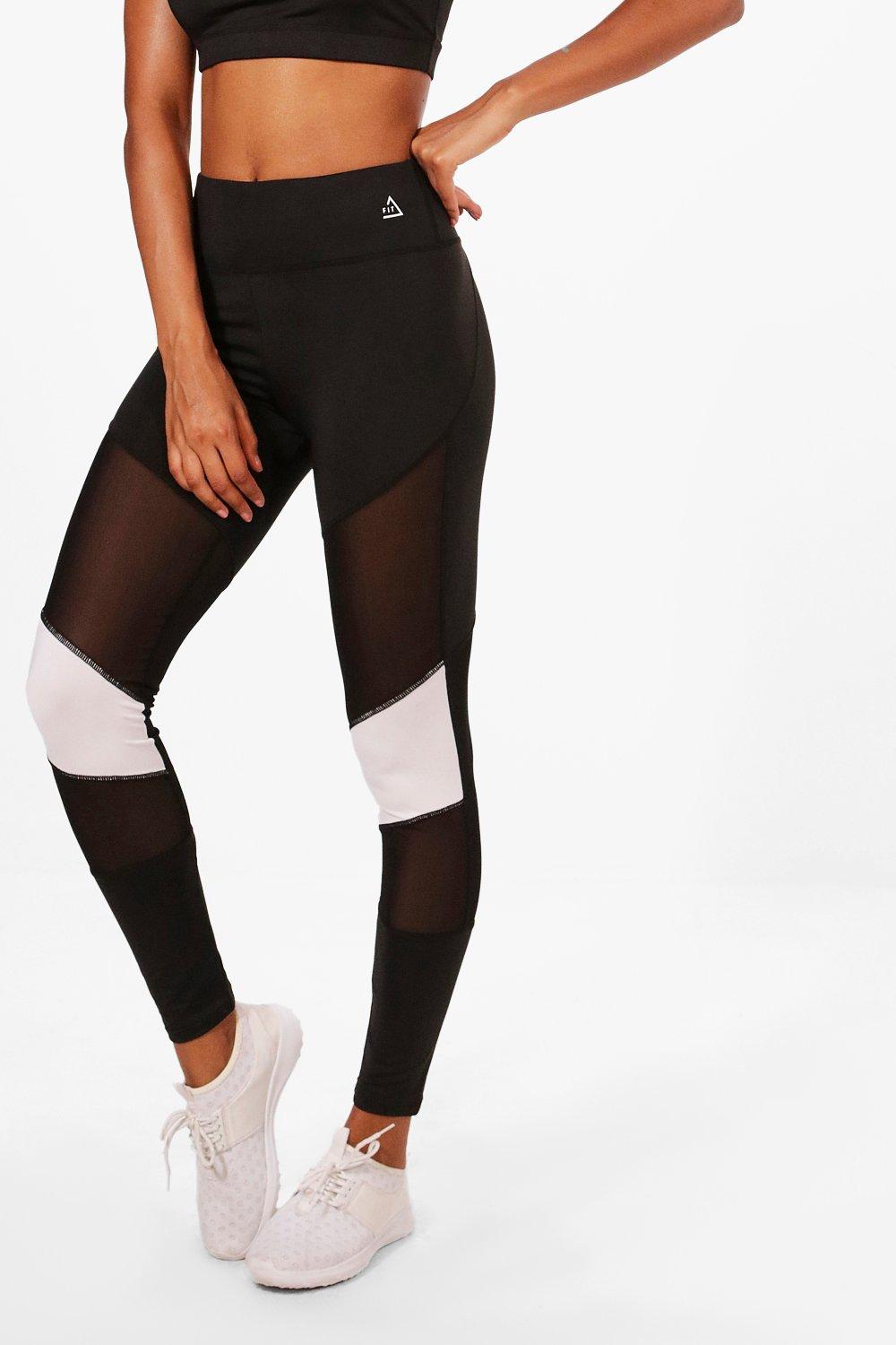 Fit Basic Mesh Panel High Waisted Legging