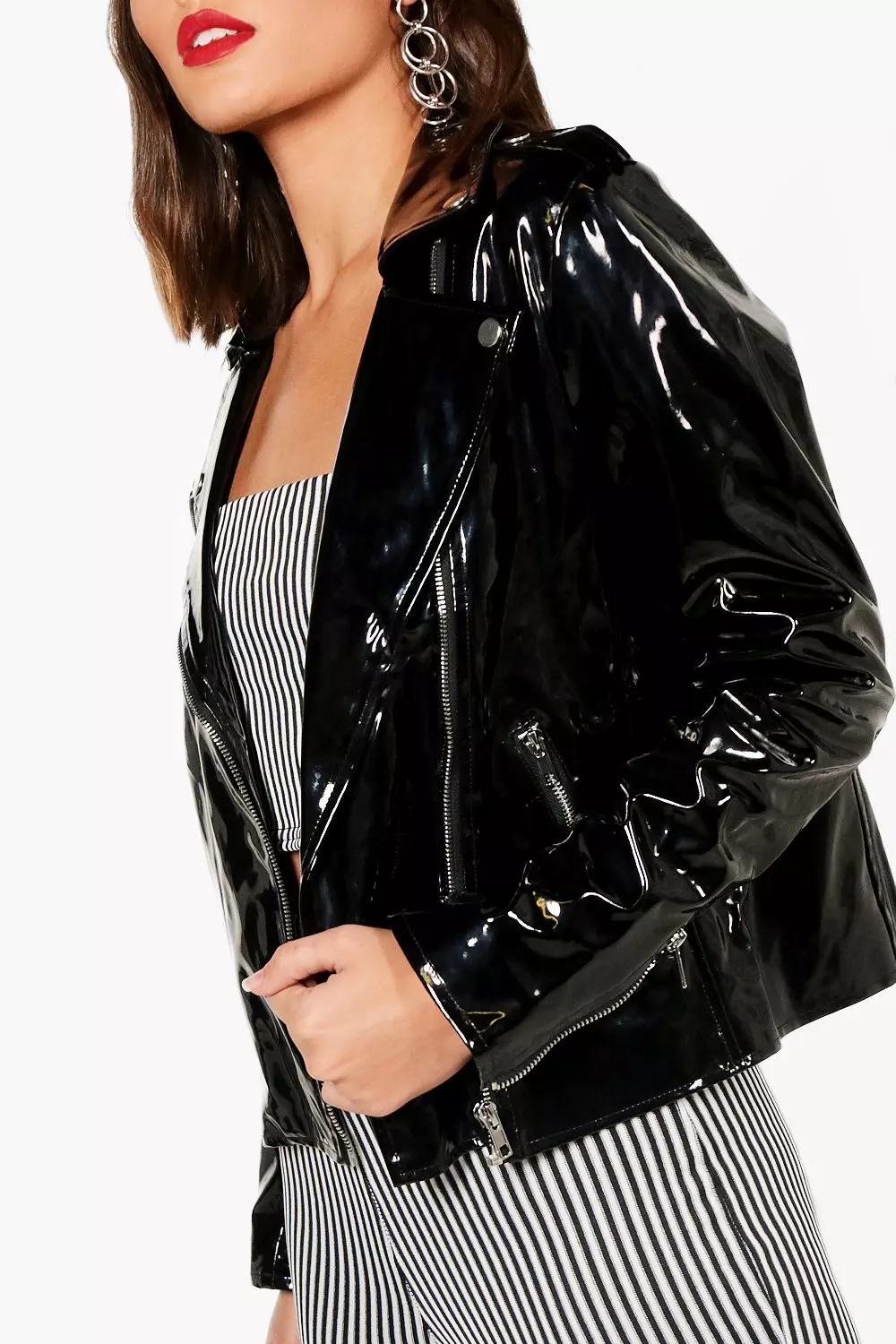 Patent biker jacket sale