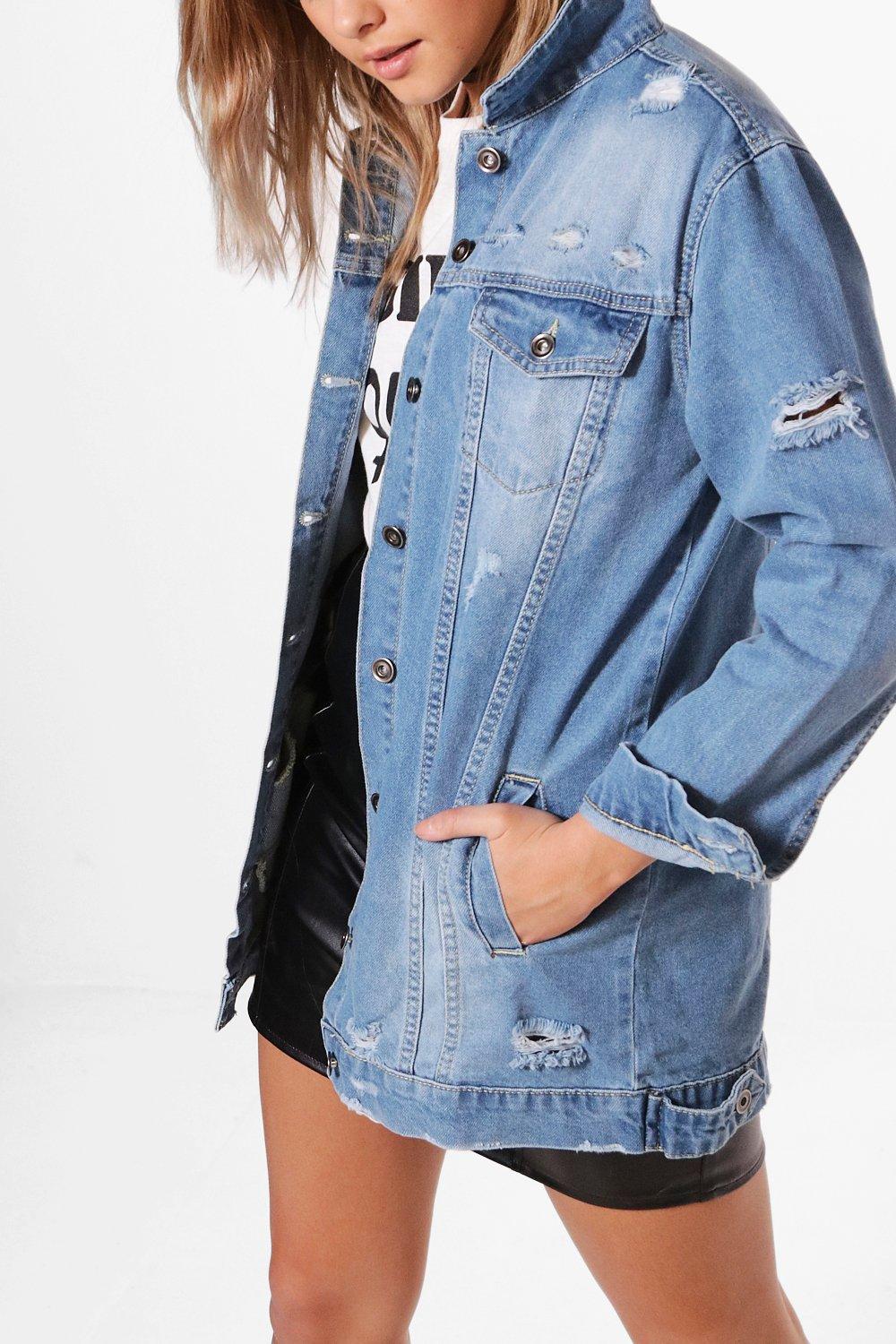 longline ripped denim jacket