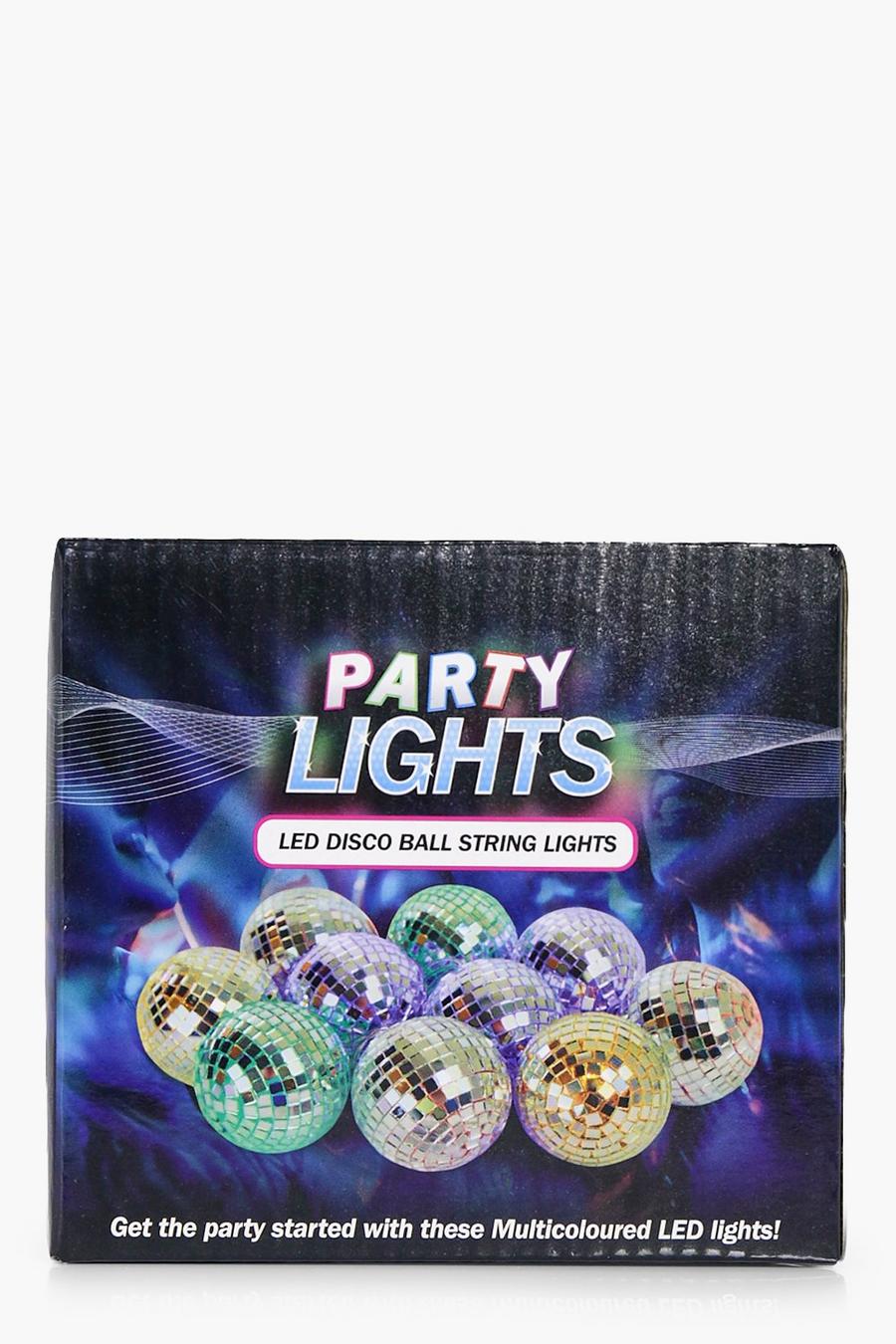 Silver LED Light Up Disco Ball Fairy Lights image number 1