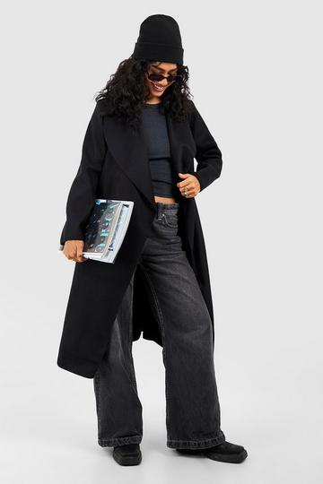Black Belted Waterfall Coat