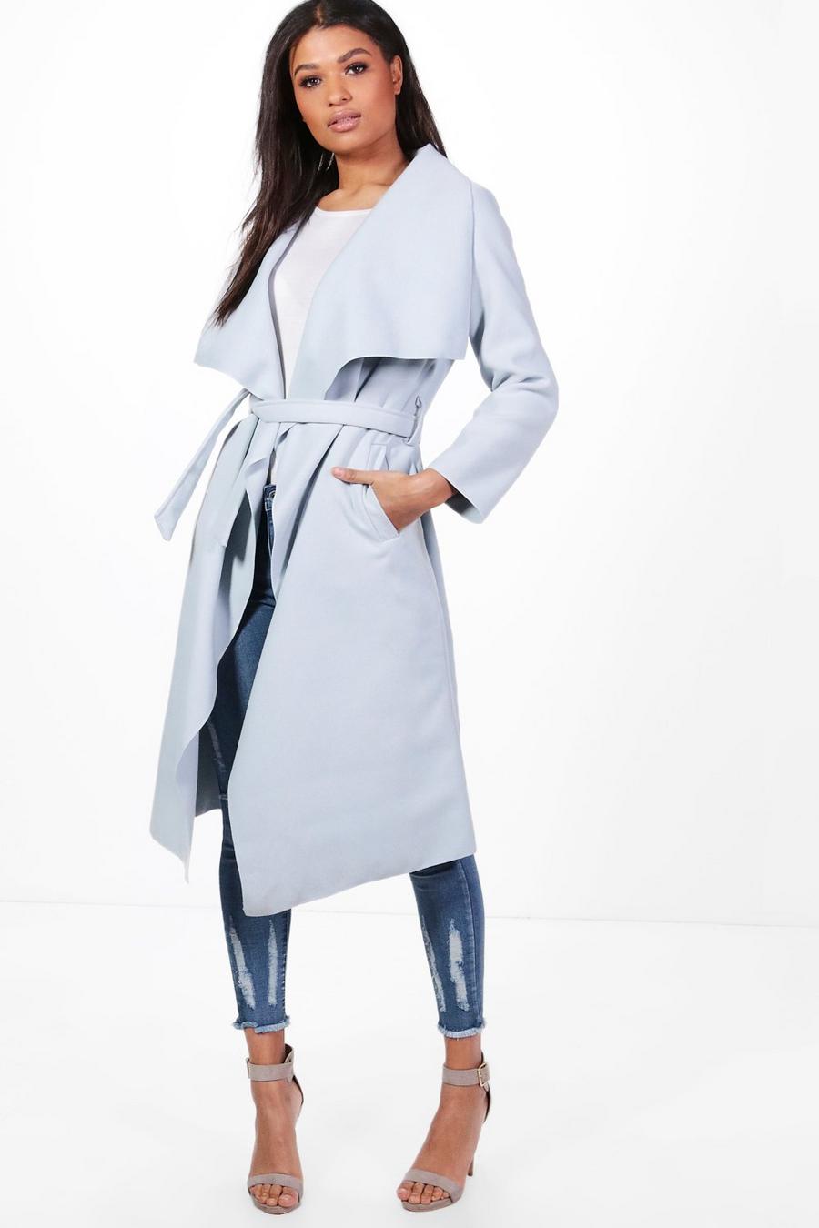 Blue Belted Waterfall Coat image number 1