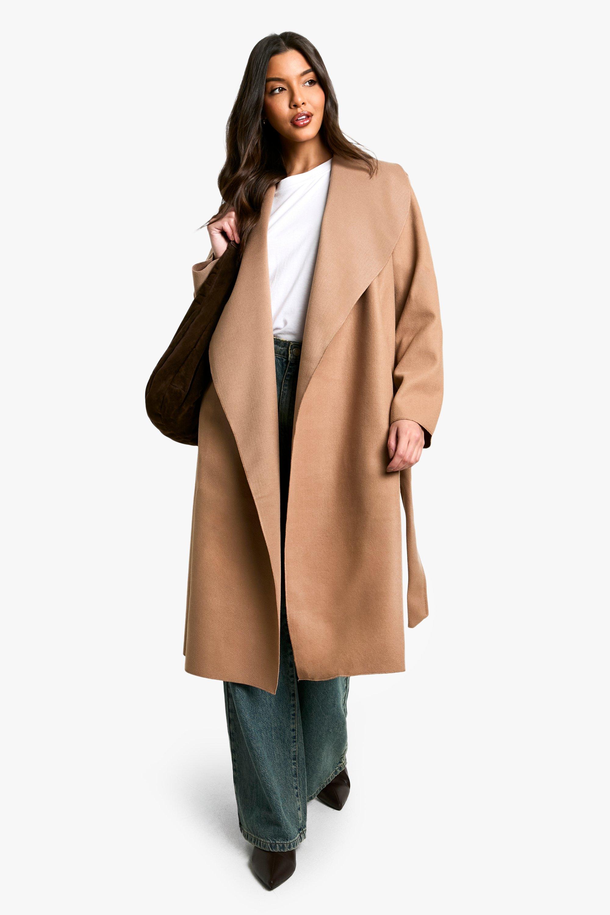 Short belted waterfall on sale coat