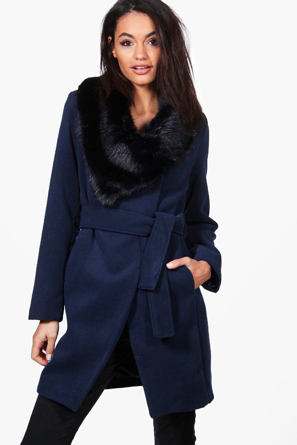 shawl fur collar coat