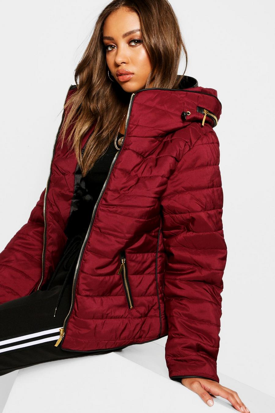 Wine Quilted Jacket image number 1