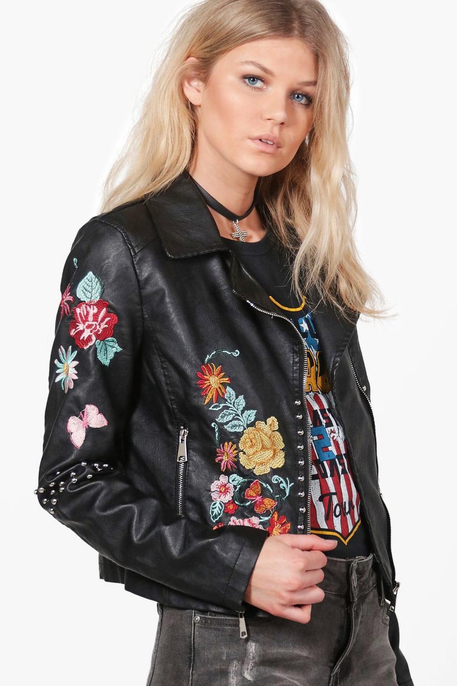 Nicole Boutique Embroidered Moto Jacket image number 1