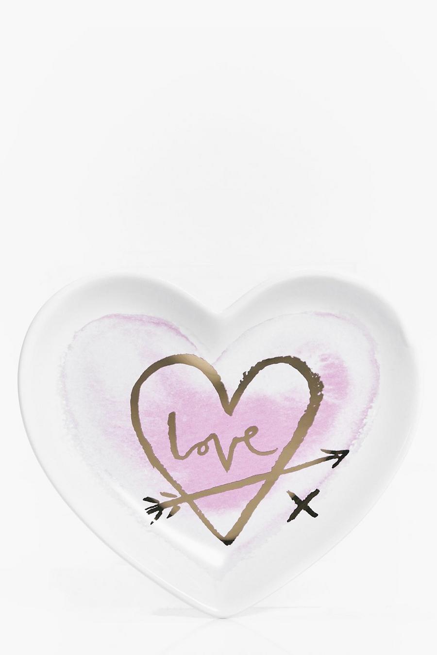 Herzförmige Schmuckschale aus Keramik mit Love-Motiv image number 1