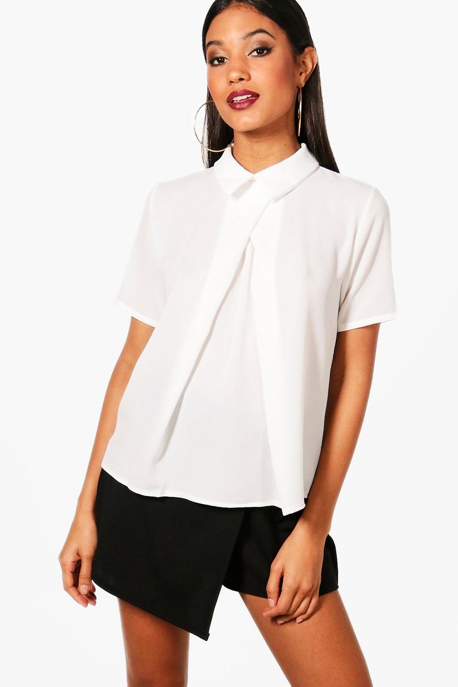 Kurzärmelige Bluse aus Chiffon, Weiß image number 1