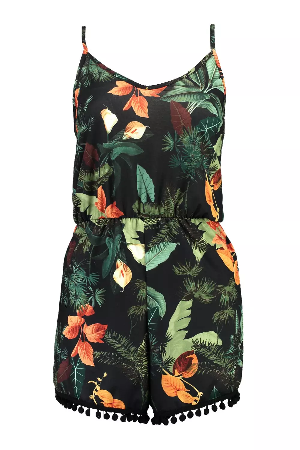 Multi Pom Pom Palm Print Playsuit alternative image