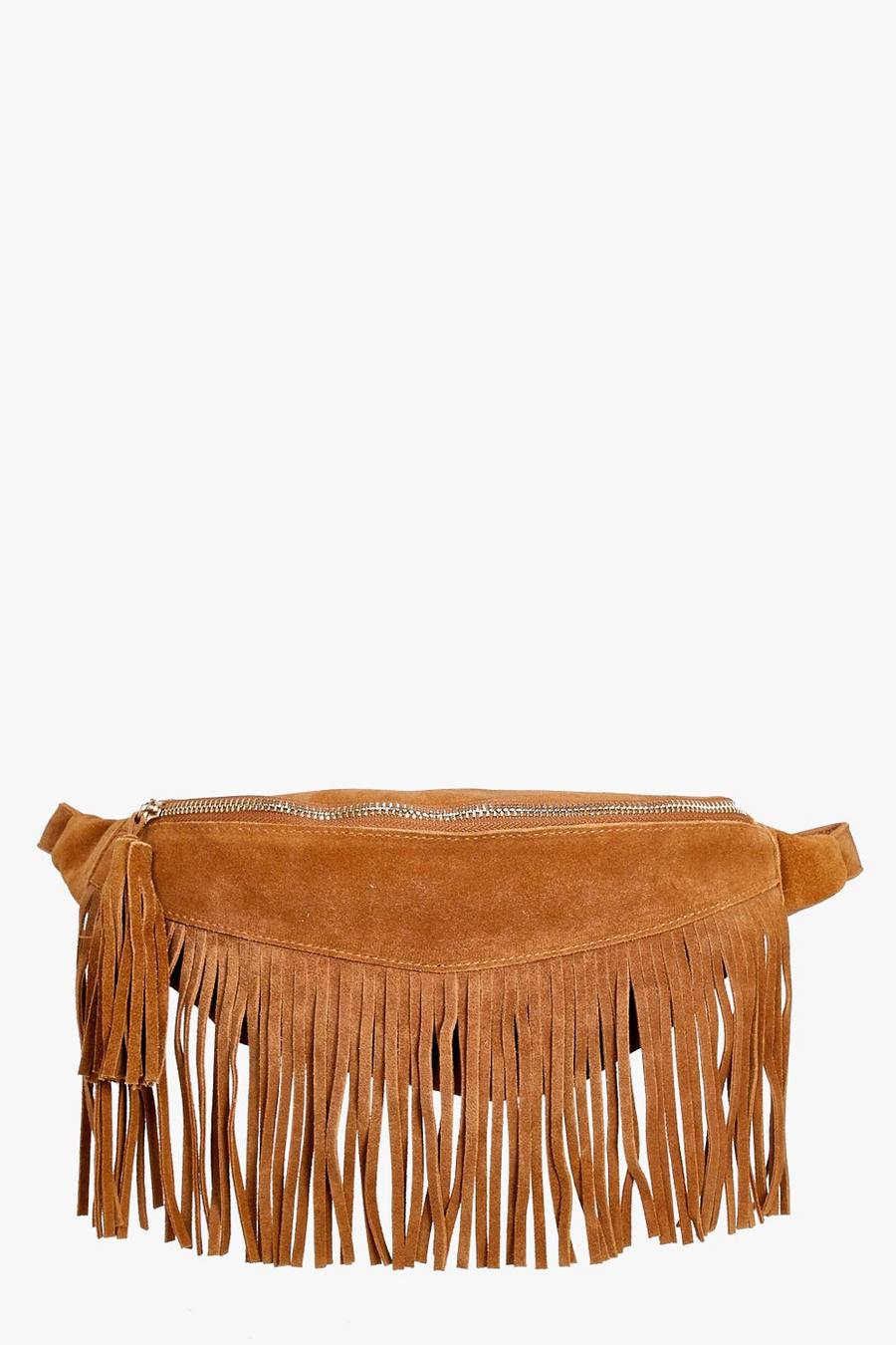 Tan Darcy Leather Fringe Fanny Pack image number 1