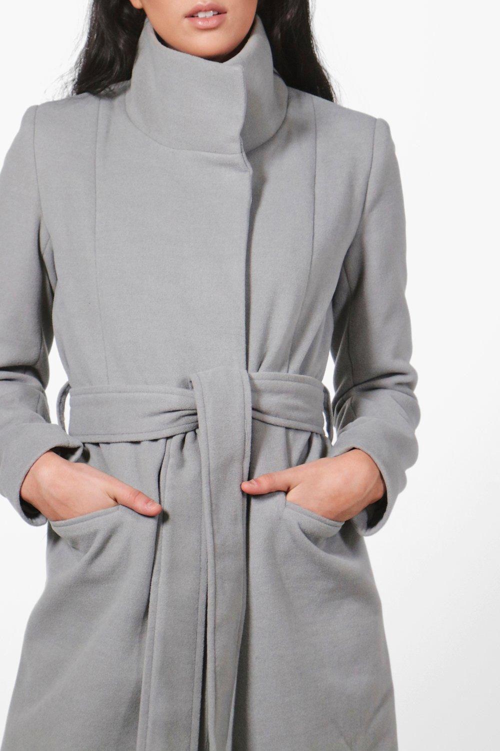 Funnel neck wool coat women's online