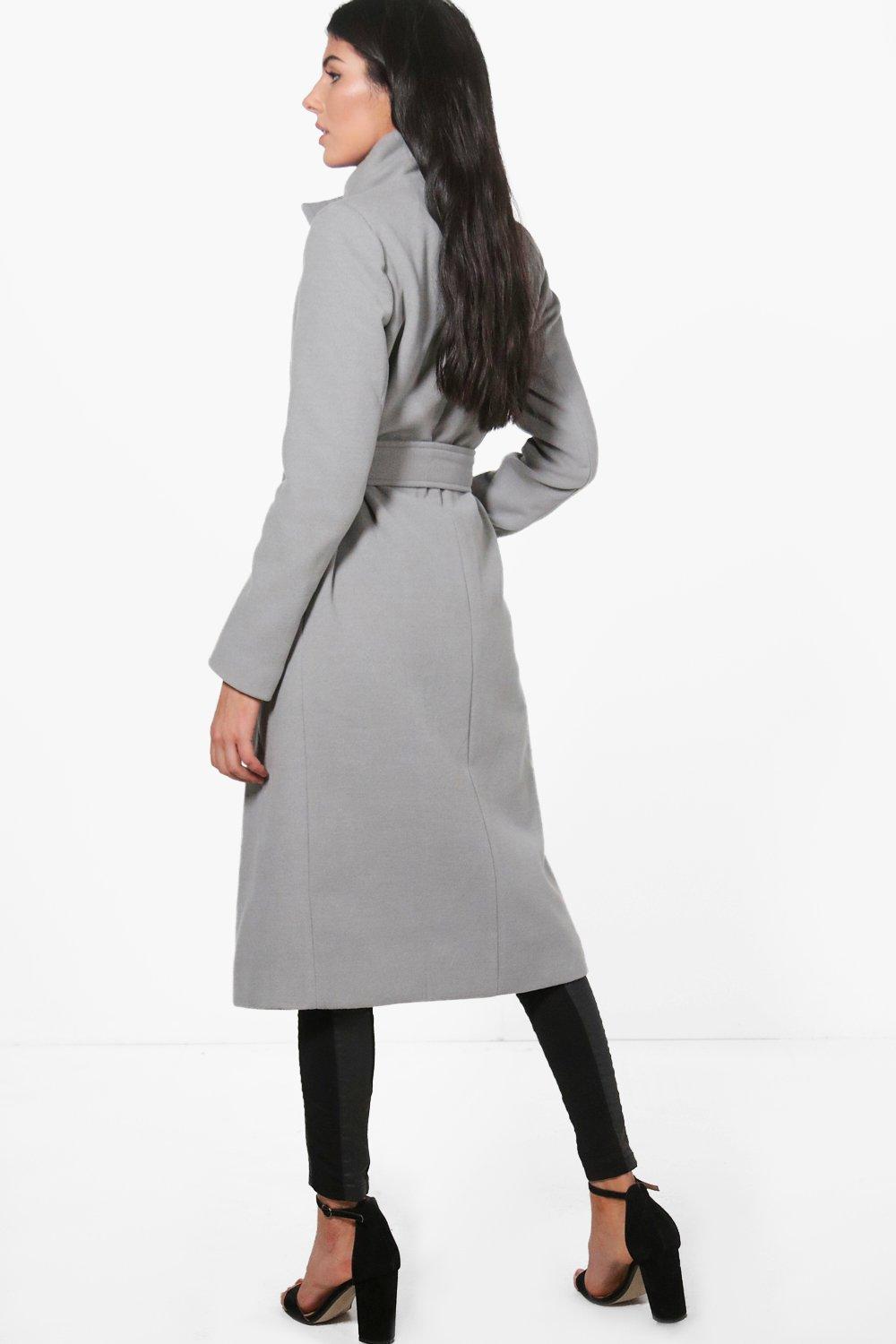 Womens funnel neck hot sale wool coat