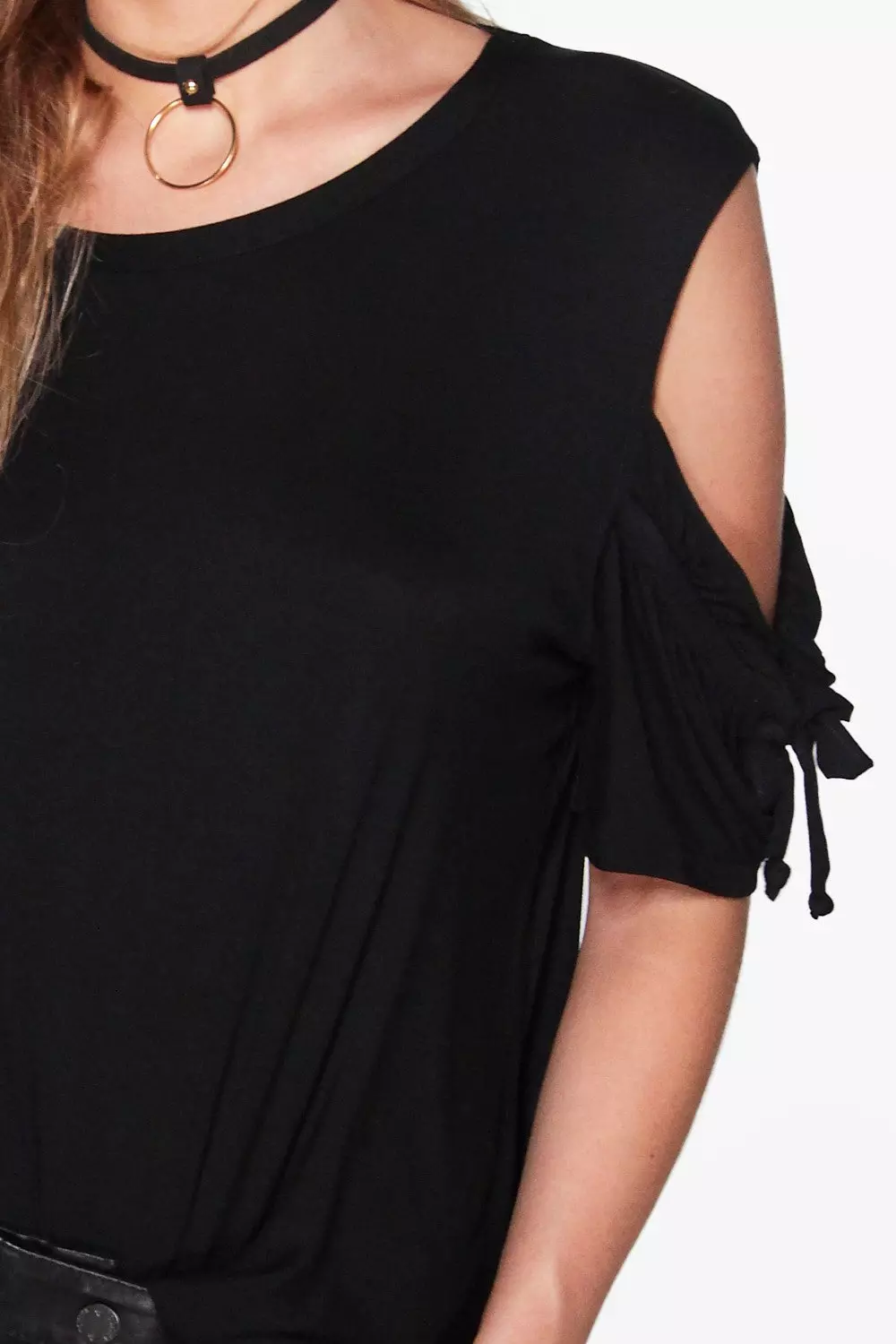 Boohoo Hannah Cold Shoulder Side Split Tee, $20, BooHoo