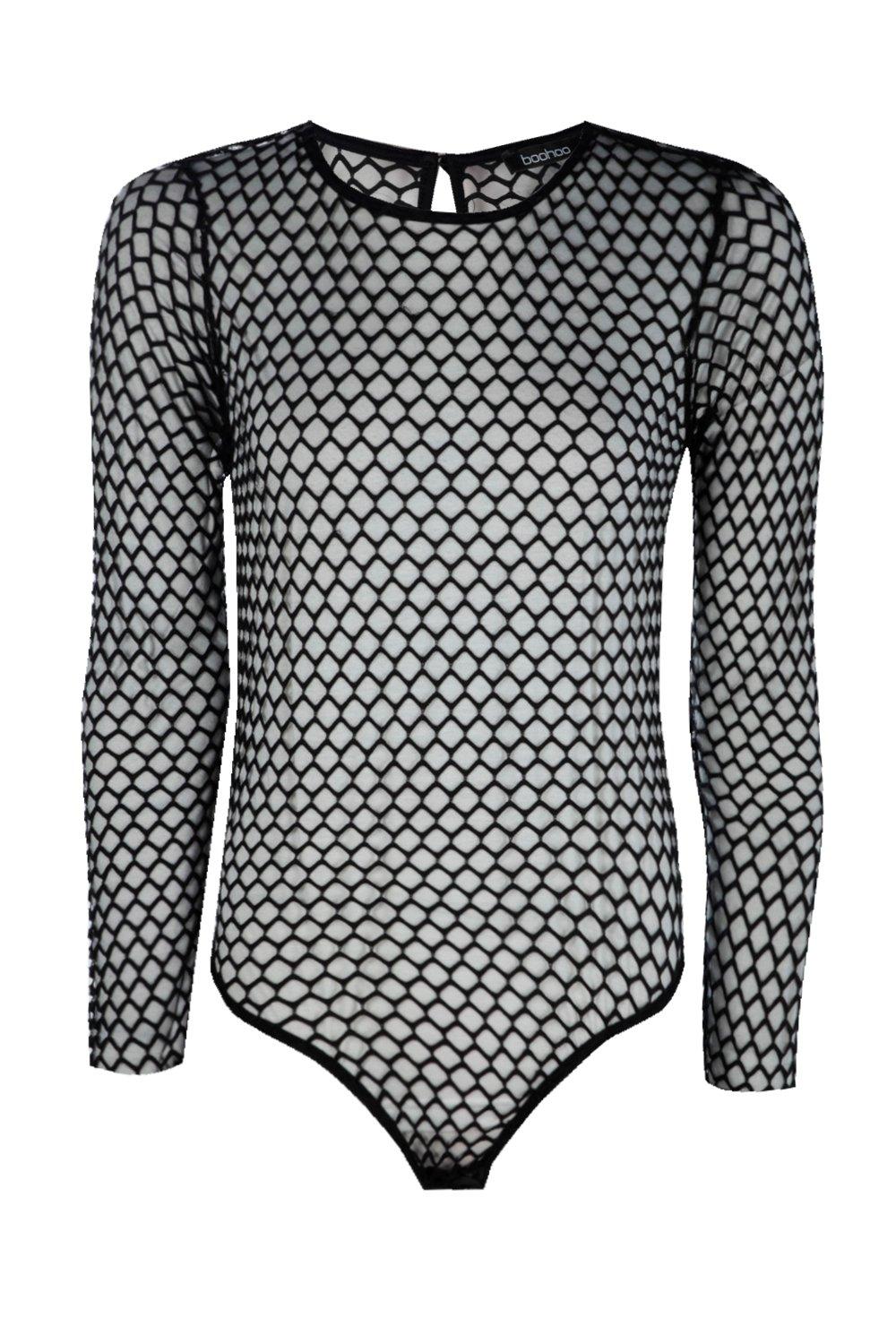 Fishnet bodysuit sale boohoo