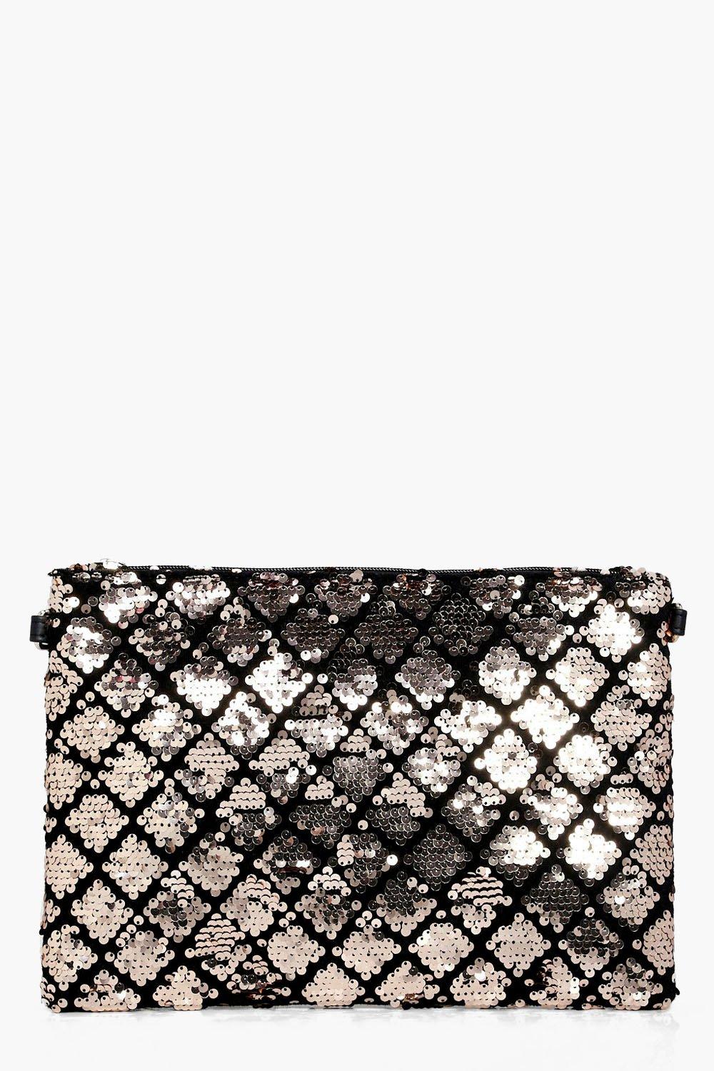 rose gold clutch bag boohoo