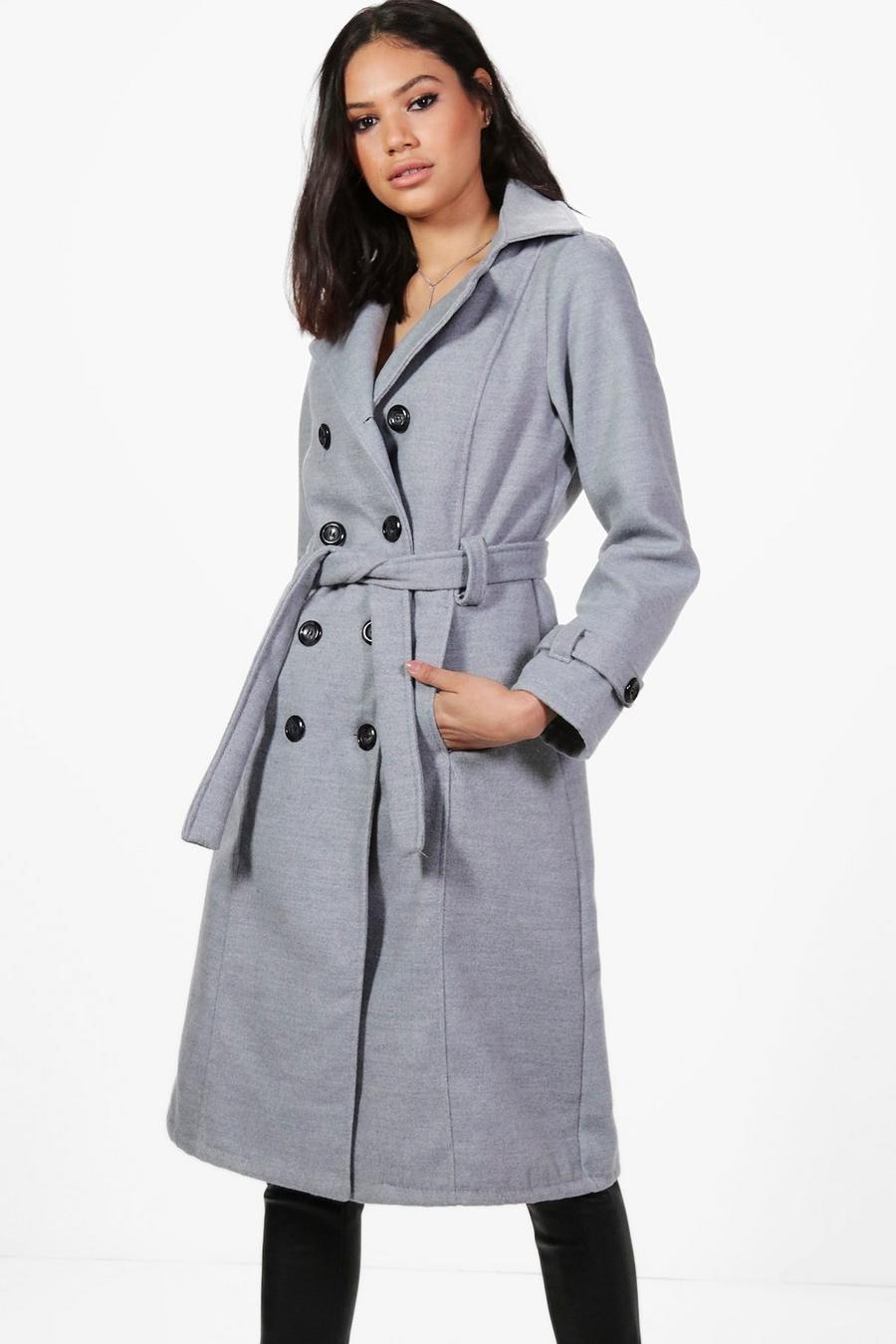 Elizabeth Zweireihiger Mantel in Wolloptik mit Gürtel image number 1