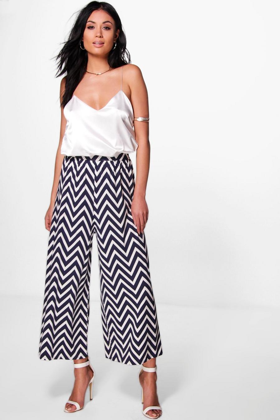 Indiana Chevron Print Jersey Wide Leg Culottes image number 1