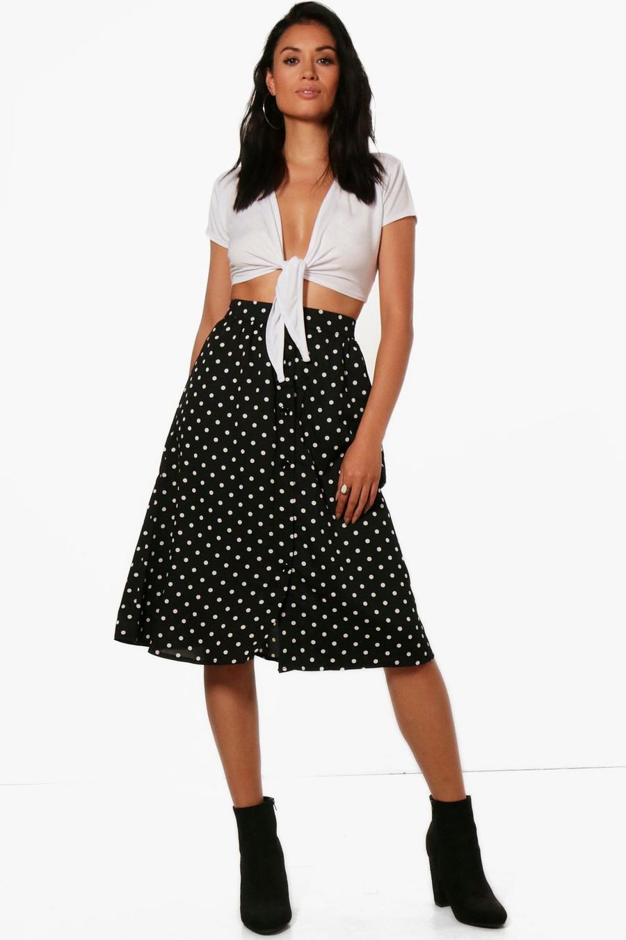 Graciela Polka Dot Pocket Side Midi Skirt image number 1