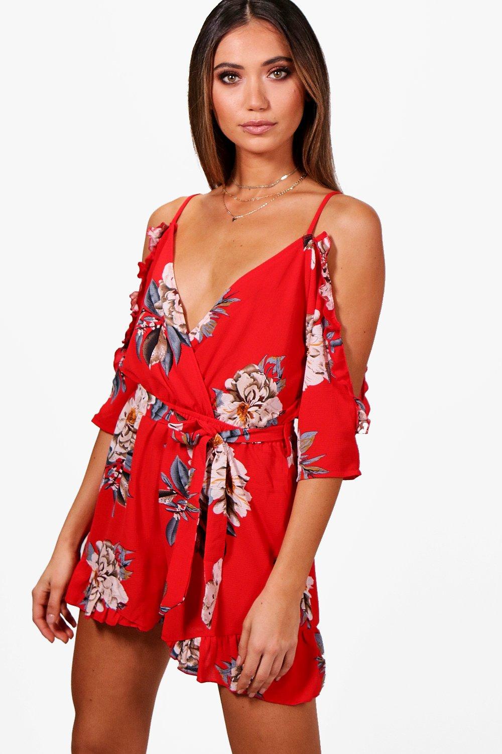 Boohoo store red playsuit