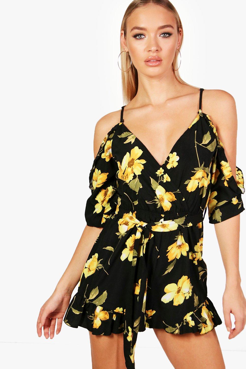 boohoo yellow playsuit