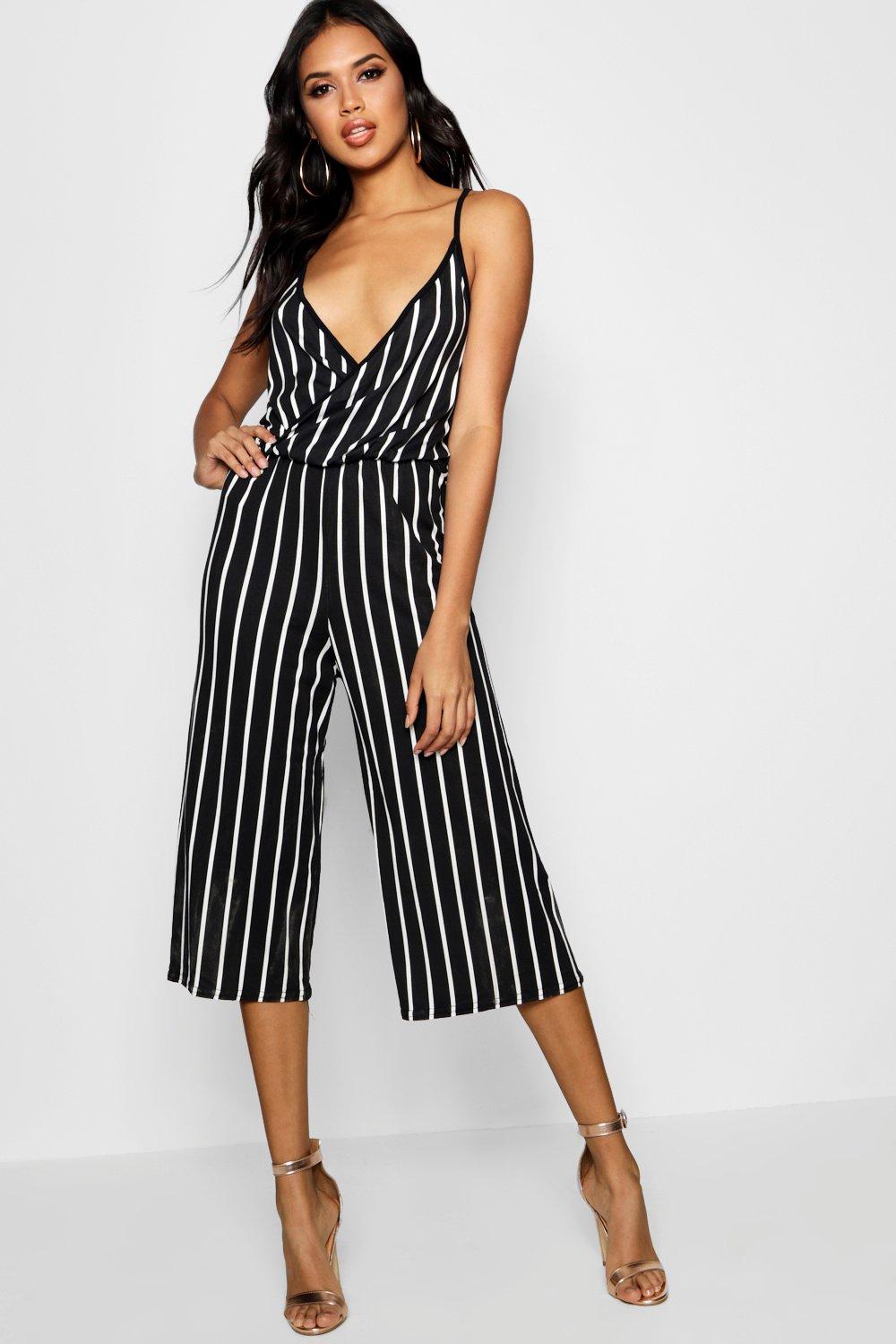 black and white striped jumpsuit boohoo