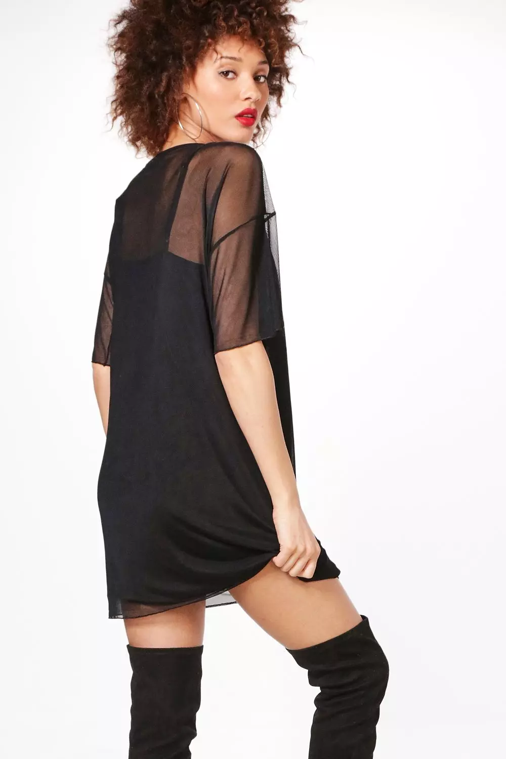 Metallic mesh store t shirt dress