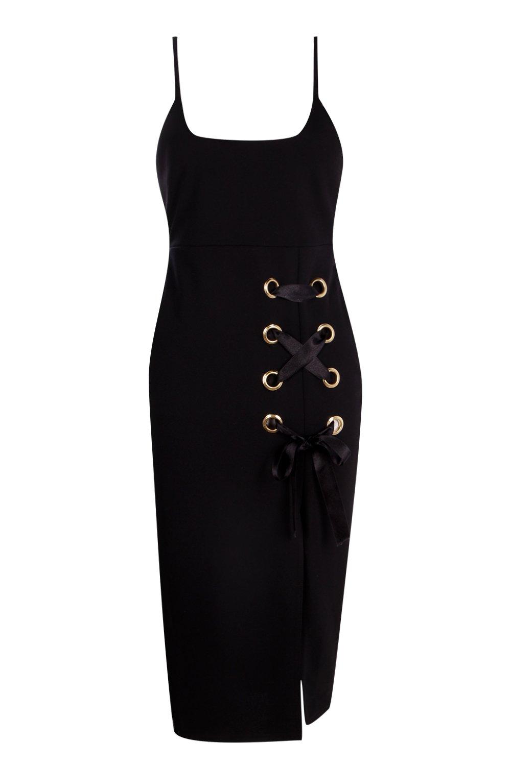 Boohoo lace up dress hotsell
