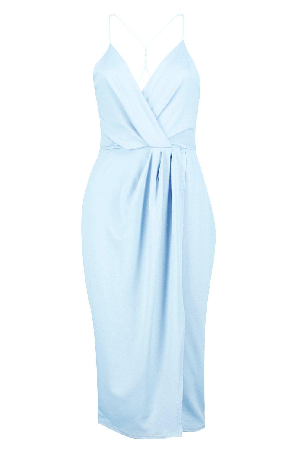 strappy wrap detail midi dress