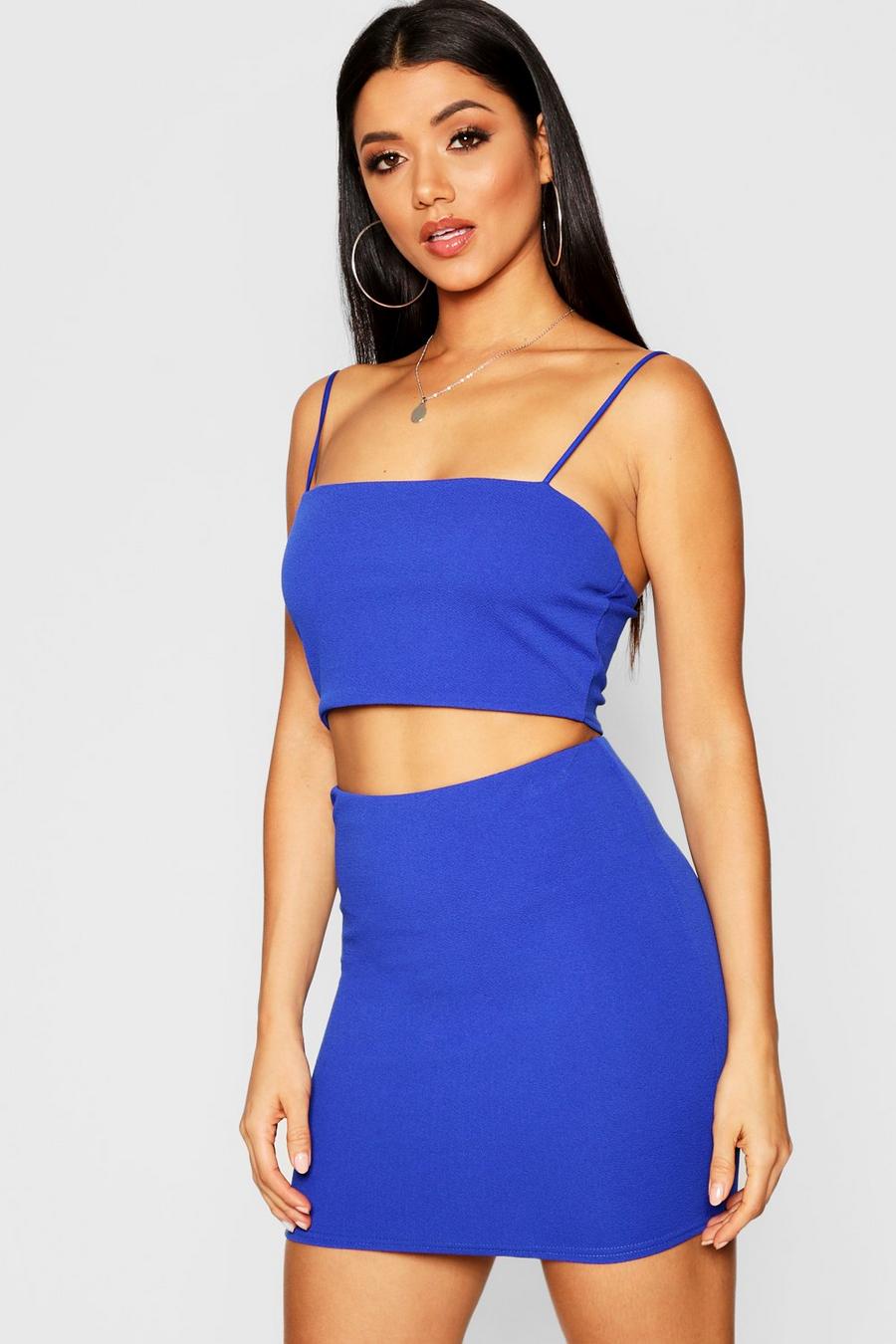 Cobalt Strappy Crop And Mini Skirt Two-Piece Set image number 1