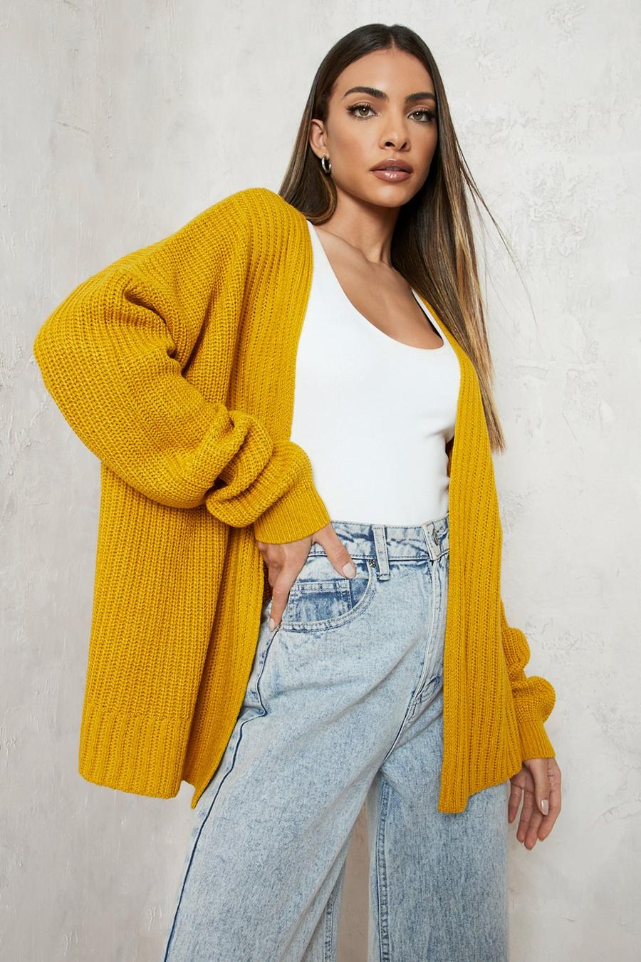 Cardigan a coste, Mustard image number 1