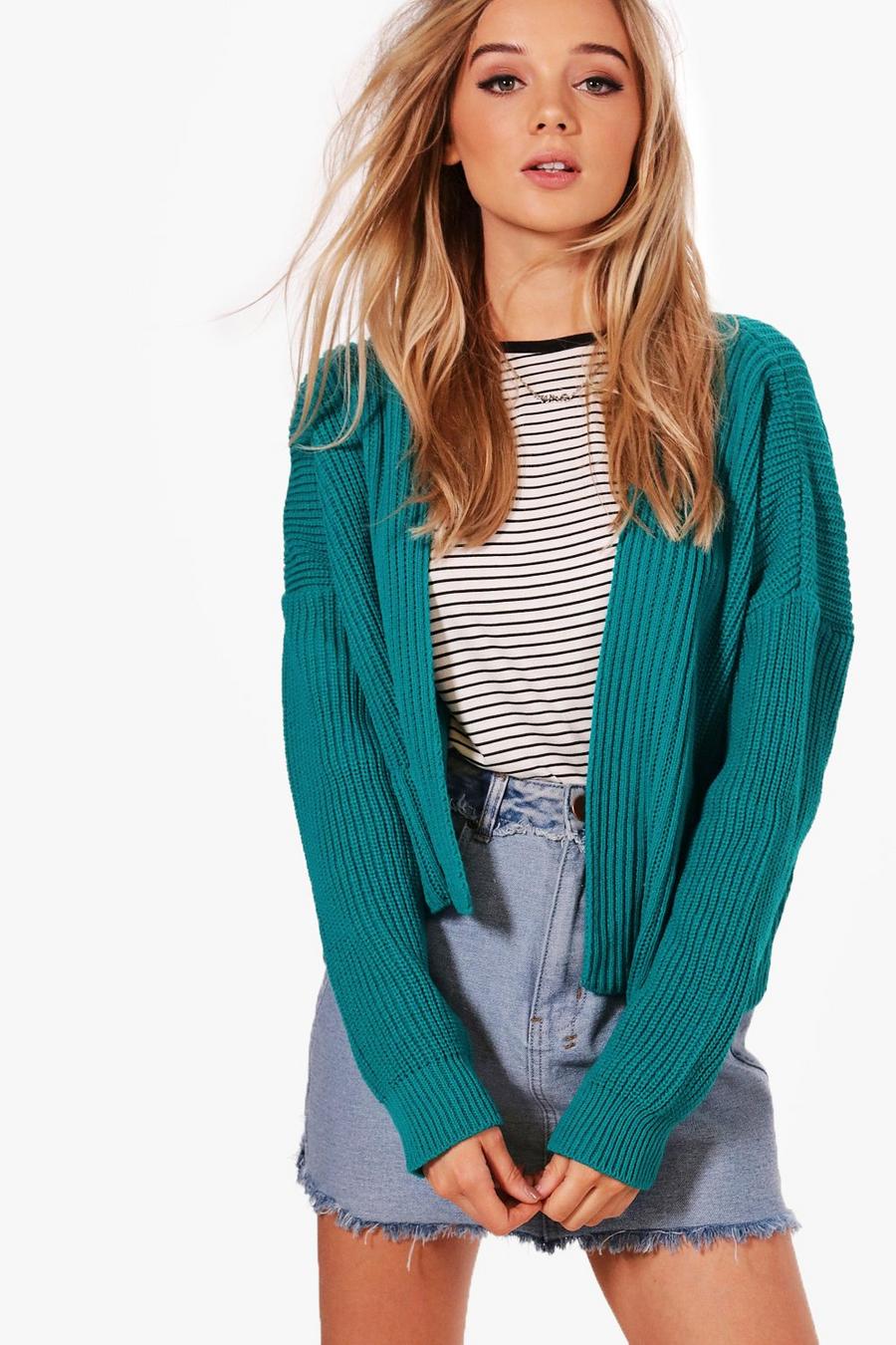Cardigan a coste, Teal image number 1