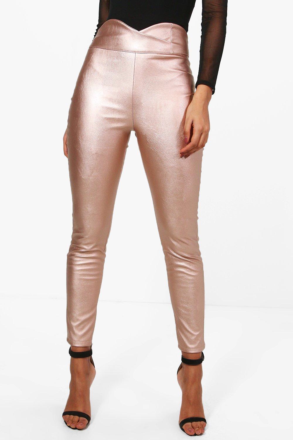 rose gold leather pants